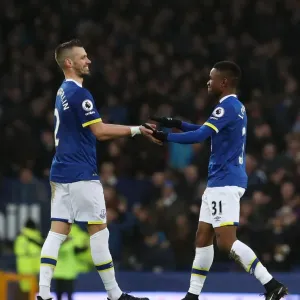 Everton's Schneiderlin and Lookman Celebrate Premier League Victory Over Manchester City at Goodison Park Everton's Schneiderlin and Lookman Celebrate Premier League Victory Over Manchester City at Goodison Park