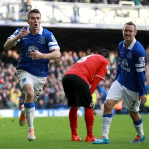 Everton's Seamus Coleman Scores the Decisive Goal in a 2-1 Victory Over Cardiff City (15-03-2014, Goodison Park) Everton's Seamus Coleman Scores the Decisive Goal in a 2-1 Victory Over Cardiff City (15-03-2014, Goodison Park)