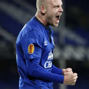 Everton's Steven Naismith: Celebrating a Hat-trick Against Lille in the Europa League at Goodison Park