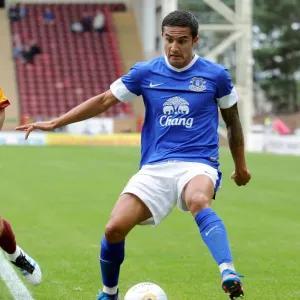 Everton's Tim Cahill Fights for Victory: Everton vs Motherwell (Pre-Season Friendly)