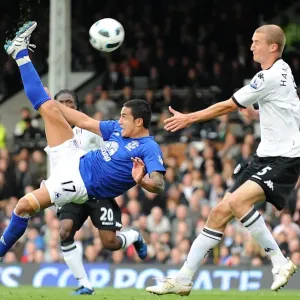 Everton's Tim Cahill Tries Dramatic Overhead Kick vs. Fulham, Barclays Premier League Everton's Tim Cahill Tries Dramatic Overhead Kick vs. Fulham, Barclays Premier League