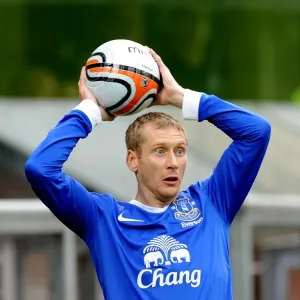 Everton's Tony Hibbert in Action at Tannadice Park: Everton vs Dundee United (Pre-Season Friendly)