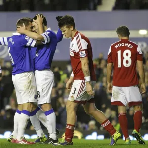 Everton's Triumph: Barry and Jagielka's Goal Celebration (4-1 vs Fulham, Barclays Premier League, Goodison Park, 14-12-2013) Everton's Triumph: Barry and Jagielka's Goal Celebration (4-1 vs Fulham, Barclays Premier League, Goodison Park, 14-12-2013)