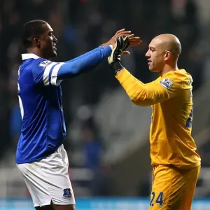 Everton's Triumph: Howard and Distin Celebrate Historic 3-0 Victory Over Newcastle United (BPL, St. James Park - 25-03-2014) Everton's Triumph: Howard and Distin Celebrate Historic 3-0 Victory Over Newcastle United (BPL, St. James Park - 25-03-2014)