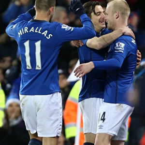 Everton's Triumph: Naismith, Baines, Mirallas - Celebrating a Glorious Hat-trick vs. Queens Park Rangers (BPL)