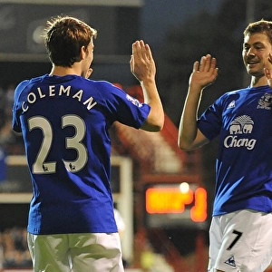 Everton's Unforgettable Carling Cup Goal: Seamus Coleman and Diniyar Bilyaletdinov's Jubilant Celebration (21 September 2010)