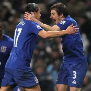 Everton's Unforgettable Double Strike: Tim Cahill and Leighton Baines Euphoric Celebration (December 2010) Everton's Unforgettable Double Strike: Tim Cahill and Leighton Baines Euphoric Celebration (December 2010)