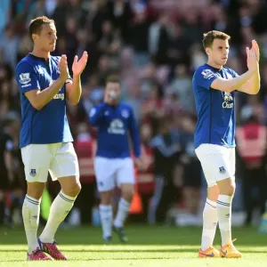 Everton's Unified Victory: Coleman and Jagielka Salute the Faithful (West Ham United vs Everton) Everton's Unified Victory: Coleman and Jagielka Salute the Faithful (West Ham United vs Everton)