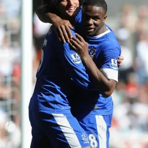Everton's Unstoppable Duo: Fellaini and Anichebe Celebrate Their Goals in Everton's 3-0 Victory Over Swansea City (Premier League, September 22, 2012) Everton's Unstoppable Duo: Fellaini and Anichebe Celebrate Their Goals in Everton's 3-0 Victory Over Swansea City (Premier League, September 22, 2012)