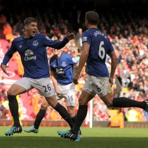 Everton's Unstoppable Duo: Jagielka and Stones Celebrate Historic Goal vs. Liverpool (BPL) Everton's Unstoppable Duo: Jagielka and Stones Celebrate Historic Goal vs. Liverpool (BPL)