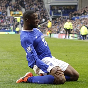 Everton's Victor Anichebe Celebrates Second Goal Against Queens Park Rangers (13-04-2013)