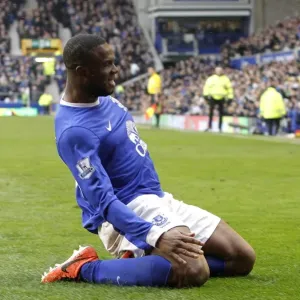 Everton's Victor Anichebe Celebrates Second Goal Against Queens Park Rangers (13-04-2013)