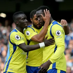 Everton's Victory at Manchester City: Idrissa Gueye and Ashley Williams Celebrate Romelu Lukaku's Goal Everton's Victory at Manchester City: Idrissa Gueye and Ashley Williams Celebrate Romelu Lukaku's Goal