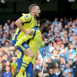 Everton's Victory: Tom Cleverley and Romelu Lukaku Celebrate First Goal Against Manchester City (Premier League) Everton's Victory: Tom Cleverley and Romelu Lukaku Celebrate First Goal Against Manchester City (Premier League)