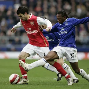 Football - Everton v Arsenal FA Barclays Premiership - Goodison Park - 18 / 3 / 07 Arsenals Cesc Fabregas and Evertons Manuel Fernandes Mandatory Credit: Action Images / Ryan Browne Livepic