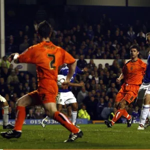 Football - Everton v Luton Town -Goodison Park - 24 / 10 / 06 Evertons James McFadden scores the third goal against