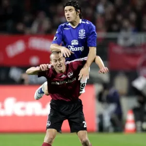 Football - FC Nurnberg v Everton UEFA Cup Group Stage - Second Round Matchday Two Group A - EasyCredit-Stadion, Nurnberg, Germany - 8 / 11 / 07 Evertons Nuno Valente in action with Nurnbergs Peer Kluge (bottom) Mandatory Credit: Action Images / Keith Football - FC Nurnberg v Everton UEFA Cup Group Stage - Second Round Matchday Two Group A - EasyCredit-Stadion, Nurnberg, Germany - 8 / 11 / 07 Evertons Nuno Valente in action with Nurnbergs Peer Kluge (bottom) Mandatory Credit: Action Images / Keith