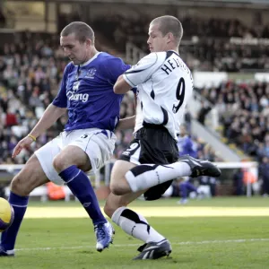 Fulham v Everton - 4 / 11 / 06 Evertons Alan Stubbs and Fulhams Heidar Helguson in action