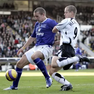 Fulham v Everton - 4 / 11 / 06 Evertons Alan Stubbs and Fulhams Heidar Helguson in action Fulham v Everton - 4 / 11 / 06 Evertons Alan Stubbs and Fulhams Heidar Helguson in action