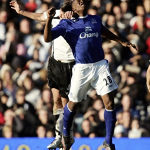 Fulham v Everton - 4 / 11 / 06 Evertons Victor Anichebe in action against Fulhams Franck Queudrue