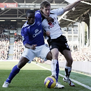 Fulham v Everton - 4 / 11 / 06 Fulhams Brian McBride in action against Evertons Joseph Yobo