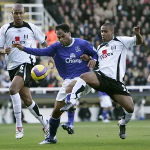 Fulham v Everton 4 / 11 / 06 Fulhams Wayne Routledge and Zat Knight and Evertons Joleon Lescott Fulham v Everton 4 / 11 / 06 Fulhams Wayne Routledge and Zat Knight and Evertons Joleon Lescott
