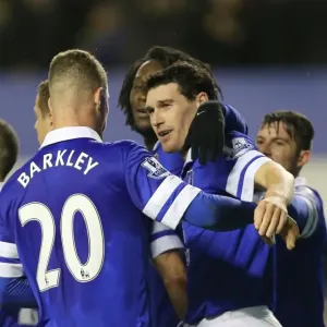 Gareth Barry and Ross Barkley: Everton's Unstoppable Duo Celebrate Third Goal Against Fulham (14-12-2013, Goodison Park) Gareth Barry and Ross Barkley: Everton's Unstoppable Duo Celebrate Third Goal Against Fulham (14-12-2013, Goodison Park)