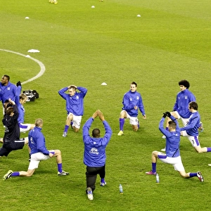 A general view of the Everton warm-up