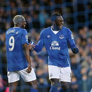 Four Goals, Two Teammates: Everton's Lukaku and Barkley Celebrate in Unison (Everton v Aston Villa)