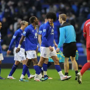 Half-Time Chat: Marouane Fellaini and Louis Saha, Everton Football Club Half-Time Chat: Marouane Fellaini and Louis Saha, Everton Football Club