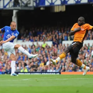 Heitinga's Strike at Goodison Park: Everton vs. Wolverhampton Wanderers, Barclays Premier League Heitinga's Strike at Goodison Park: Everton vs. Wolverhampton Wanderers, Barclays Premier League