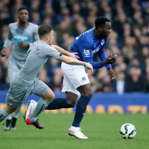 Print of Lukaku Tackled by Taylor at Goodison Park
