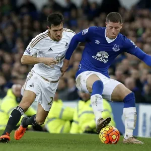 Intense Rivalry: Barkley vs. Cork - Everton vs Swansea City, Barclays Premier League, Goodison Park Intense Rivalry: Barkley vs. Cork - Everton vs Swansea City, Barclays Premier League, Goodison Park
