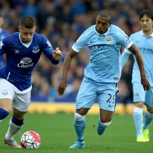Print of Intense Rivalry: Barkley vs Fernandinho in Action Print of Intense Rivalry: Barkley vs Fernandinho in Action
