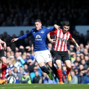 Intense Rivalry: Barkley vs. Long - Everton vs. Southampton's Battle for Ball at Goodison Park Intense Rivalry: Barkley vs. Long - Everton vs. Southampton's Battle for Ball at Goodison Park