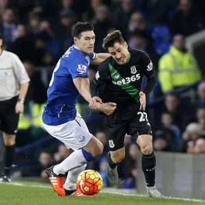 Intense Rivalry: Gareth Barry vs Bojan Krkic - Everton vs Stoke City's Battle for Supremacy at Goodison Park Intense Rivalry: Gareth Barry vs Bojan Krkic - Everton vs Stoke City's Battle for Supremacy at Goodison Park