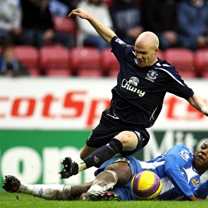 Intense Rivalry: Johnson vs. Bramble Clash in Premier League: Everton vs. Wigan (January 2008)