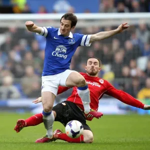 Intense Rivalry: Leighton Baines vs Jordon Mutch - Everton vs Cardiff City, Barclays Premier League (Everton 2 - Cardiff City 1, Goodison Park, 15-03-2014) Intense Rivalry: Leighton Baines vs Jordon Mutch - Everton vs Cardiff City, Barclays Premier League (Everton 2 - Cardiff City 1, Goodison Park, 15-03-2014)