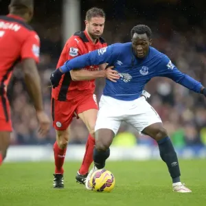 Intense Rivalry: Lukaku vs. Upson - A Football Battle at Goodison Park Intense Rivalry: Lukaku vs. Upson - A Football Battle at Goodison Park