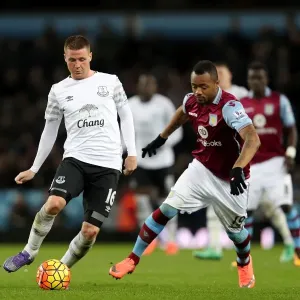 Intense Rivalry: McCarthy vs Ayew - Battle for Ball Possession, Aston Villa vs Everton, Premier League Intense Rivalry: McCarthy vs Ayew - Battle for Ball Possession, Aston Villa vs Everton, Premier League