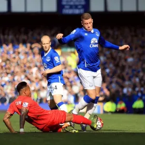 Intense Rivalry: Ross Barkley vs. Nathaniel Clyne - Battle for the Ball at Goodison Park Intense Rivalry: Ross Barkley vs. Nathaniel Clyne - Battle for the Ball at Goodison Park