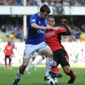 Intense Rivalry: Seamus Coleman vs. Jermaine Jones - A Battle for Ball Possession, Everton vs. Blackburn Rovers (16 April 2011, Goodison Park) Intense Rivalry: Seamus Coleman vs. Jermaine Jones - A Battle for Ball Possession, Everton vs. Blackburn Rovers (16 April 2011, Goodison Park)