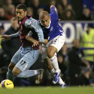 Intense Rivalry: Vaughan vs Mullins Battle for Ball - Everton vs West Ham United