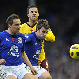 Jagielka and Coleman vs. Fabregas: A Battle for the Ball at Goodison Park - Everton vs. Arsenal (Barclays Premier League, November 2010)