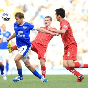 Jelavic vs Davis: A Battle for the Ball in Everton's 3-1 Victory over Southampton (September 29, 2012, Barclays Premier League, Goodison Park) Jelavic vs Davis: A Battle for the Ball in Everton's 3-1 Victory over Southampton (September 29, 2012, Barclays Premier League, Goodison Park)