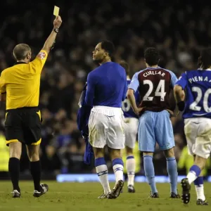 Joleon Lescott Yellow Carded by Martin Atkinson in Everton vs. Aston Villa (08/09 Barclays Premier League)