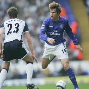 Kevin Kilbane Print: Jinking Past Michael Carrick on the Everton Field Kevin Kilbane Print: Jinking Past Michael Carrick on the Everton Field