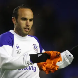 Landon Donovan Stretching During Everton's Premier League Warm-Up vs. Bolton Wanderers (04 January 2012)