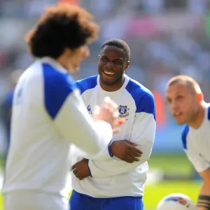 Laughing Victor: Everton's Anichebe Brings Humor to Swansea Warm-Up (BPL: 24 March 2012) Laughing Victor: Everton's Anichebe Brings Humor to Swansea Warm-Up (BPL: 24 March 2012)