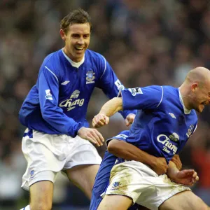 Lee Carsley celebrates scoring the derby winner